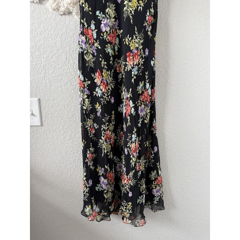 Vintage Jones New York Floral Aline Semi Sheer Slip Midi Dress Y2k Fairy Romanti - Picture 6 of 9